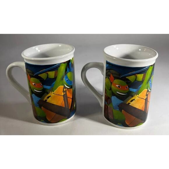 TMNT Teenage Mutant Ninja Turtles 2014 VIACOM Vintage Coffee Mug Set of 2 Cups - Picture 2 of 14